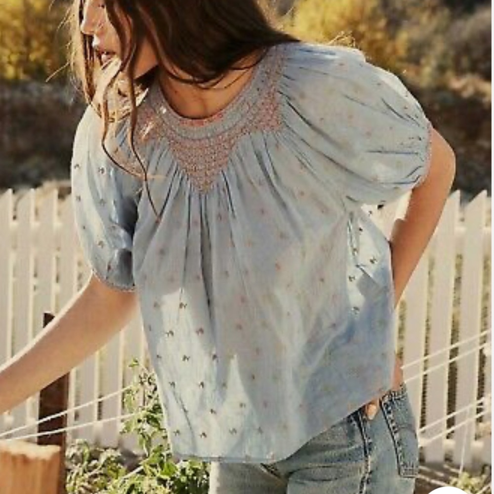 AMNA TOP -- CIEL CARNATION EMBROIDERY, Doen, size M
